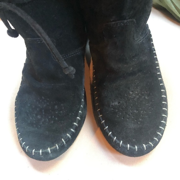 Steve Madden Lace Up Moccasin Boots Black Size 6 - Picture 7 of 9